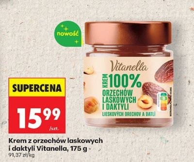 Krem z orzechów laskowych i daktyli Vitanella, 175 g promocja w Biedronka