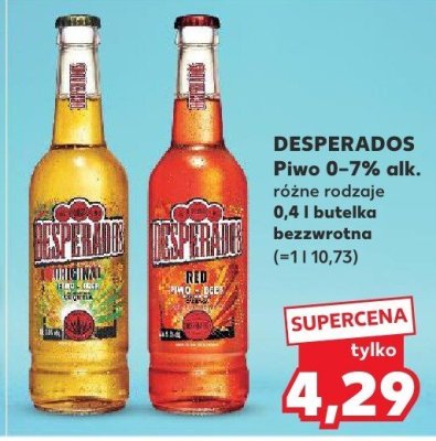 Piwo Desperados różne rodzaje 0,4 l butelka promocja w Kaufland