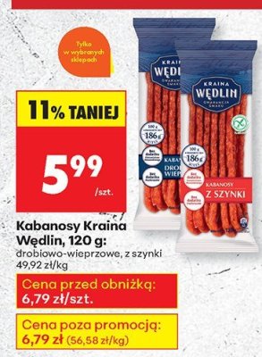 Kabanosy drobiowo-wieprzowe Kraina Wędlin promocja w Biedronka
