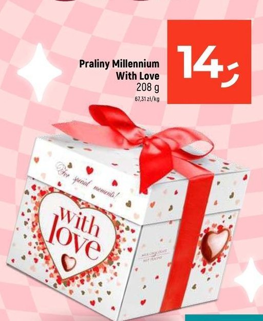 Czekoladki w pudełku z kokardką Millennium with love promocja w Dealz