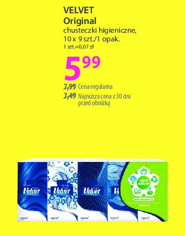 Chusteczki higieniczne Velvet promocja