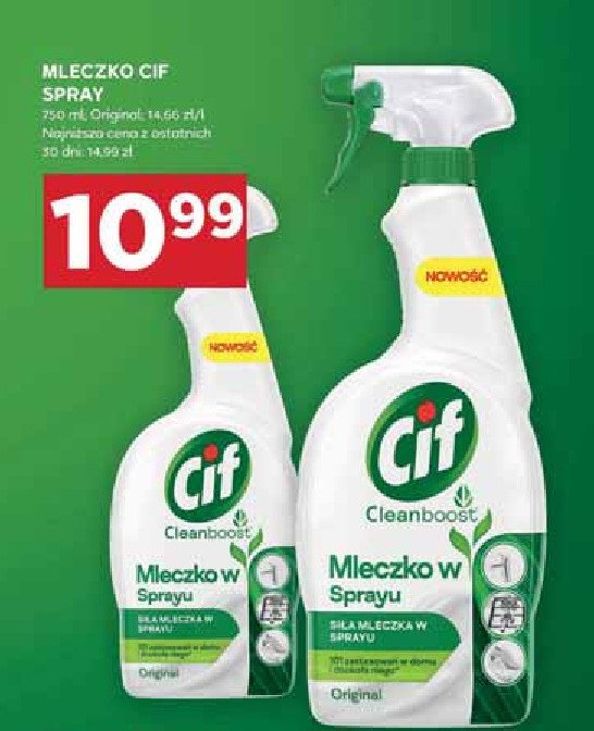 Mleczko w sprayu original Cif cleanboost promocja w Stokrotka