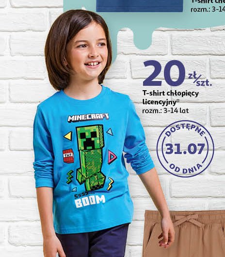 T-shirt chłopięcy minecraft 3-14 lat Auchan inextenso promocja w Auchan
