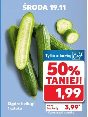 Ogórek długi 2 sztuka promocja w Kaufland