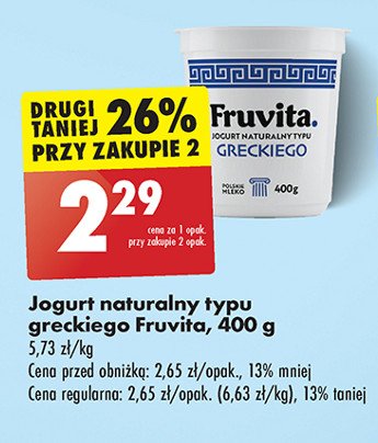 Jogurt naturalny grecki Fruvita promocja