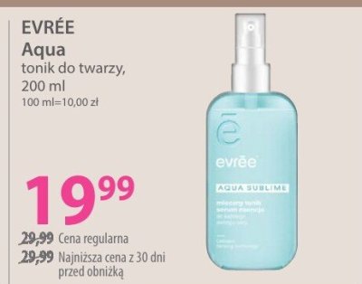 Tonik EVRĒE Aqua tonik do twarzy promocja w Hebe