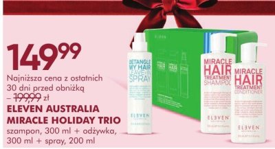 Zestaw kosmetyków ELEVEN AUSTRALIA MIRACLE HOLIDAY TRIO szampon 300 ml + odżywka 300 ml + spray 200 ml promocja w Super-Pharm