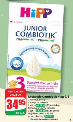 Mleko Bio Combiotik 2, 3, 2 rodzaje promocja w Dino