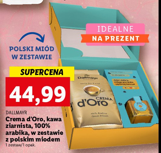 Zestaw w pudełku kawa 1 kg + miód Dallmayr crema d'oro promocja