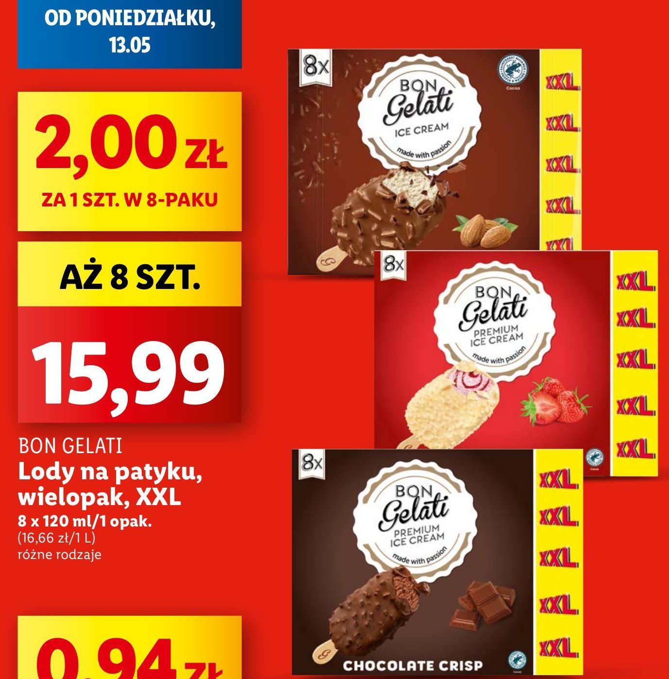 Lody chocolate crips BON GELATI promocja