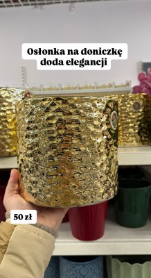 Osłonka na doniczkę dekoracyjna złota promocja w Pepco