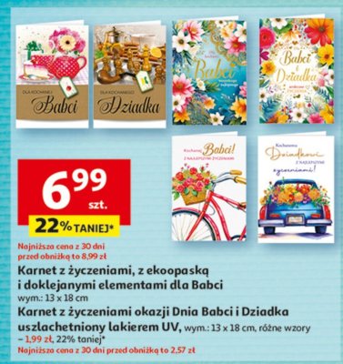 Karnet z życzeniami, z ekoopaską i doklejanymi elementami dla Babci promocja w Auchan