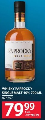 Whisky Paprocky Single Malt 40% 700 ML promocja w Selgros