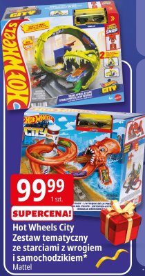 Hot Wheels City Zestaw tematyczny ze starciami z wrogiem i samochodzikiem Mattel promocja w Leclerc