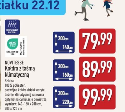 Kołdra z taśmą klimatyczną 160x200cm promocja w Aldi