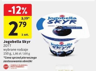 Jogobella Skyr ZOTT wybrane rodzaje promocja w Intermarche
