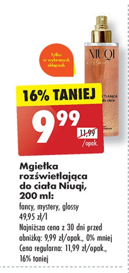 Mgiełka rozświetlająca do ciała  mystery Niuqi promocja