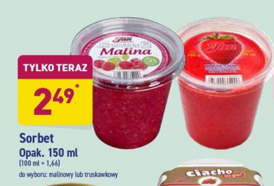 Sorbet malinowy Lody jan promocja w SPAR