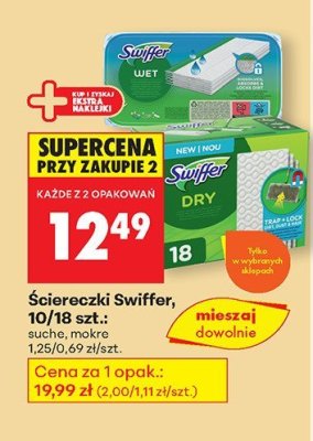Ściereczki Swiffer, 10/18 szt. promocja w Biedronka