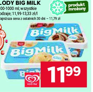 Lody śmietankowe Algida big milk promocja w Stokrotka