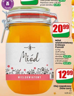 Miód wielokwiatowy Królowa Pszczół 1,5 kg promocja w Dino