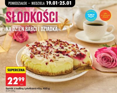 Sernik z maliną i płatkami róży promocja w Biedronka