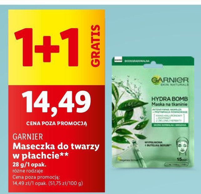 Maseczka do twarzy hydra bomb zielona herbata Garnier promocja