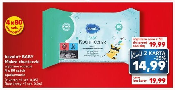 Chusteczki nawilżające dla dzieci sensitiv Bevola baby promocja