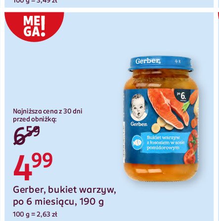 Obiadek bukiet warzyw z łososiem w sosie pomidorowym Gerber promocja w Rossmann