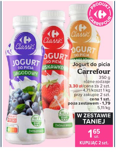 Jogurt do picia waniliowy Carrefour promocja