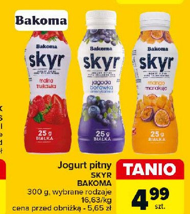 Jogurt pitny mango-marakuja Bakoma skyr promocja