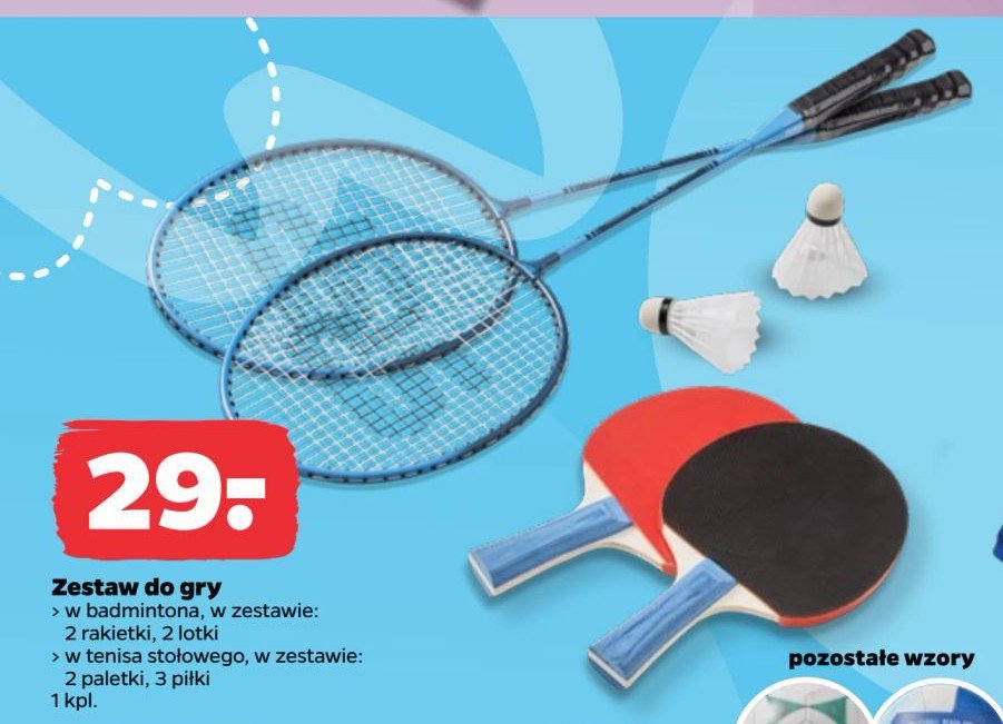 Zestaw do tenisa stołowego: 2 rakietki + 3 piłeczki promocja w Netto
