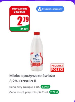 Mleko spożywcze świeże 3,2%  promocja w Dino