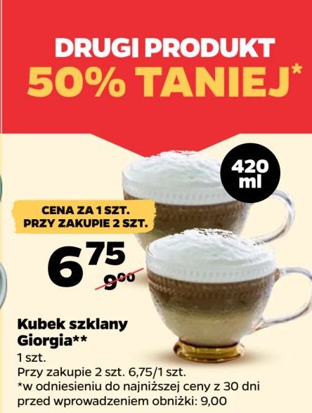 Kubek szklany giorgia promocja w Netto