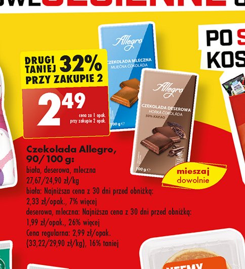 Czekolada mleczna Allegro promocja