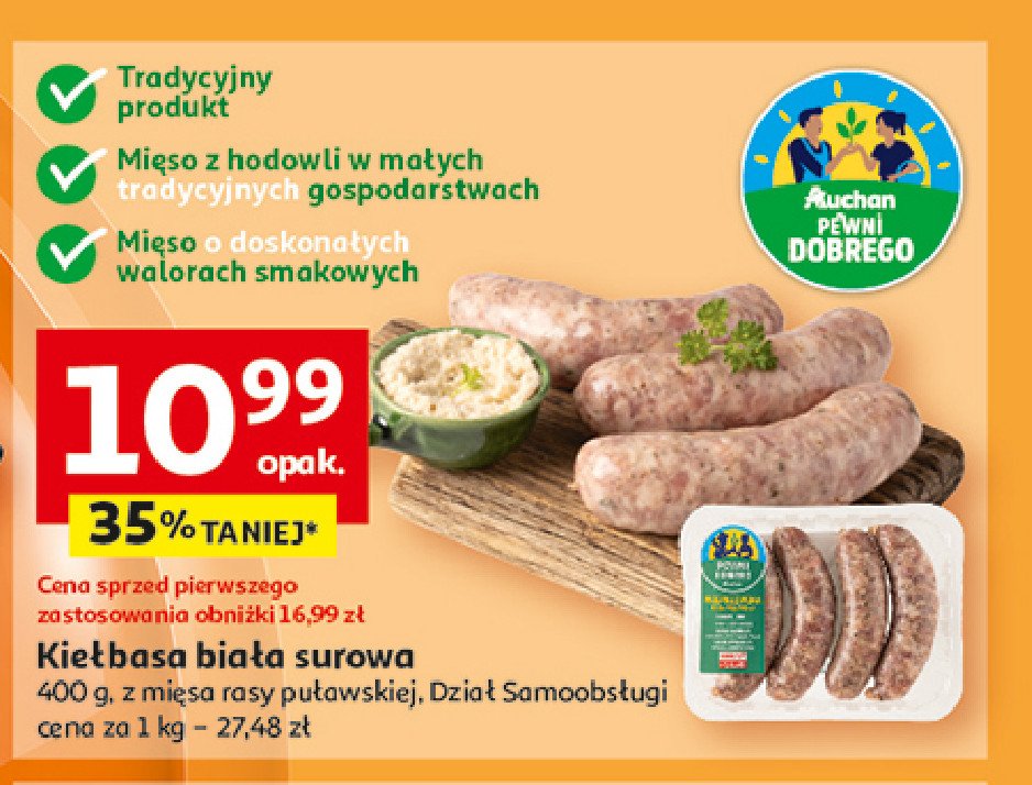 Kiełbasa biała Auchan pewni dobrego promocja