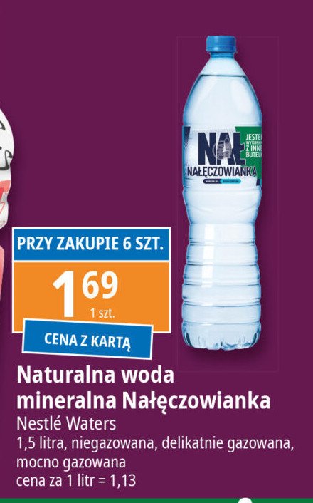 Woda delikatnie gazowana Nałęczowianka promocja w Leclerc