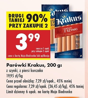 Parówki z piersi kurczaka Krakus animex promocja w Biedronka