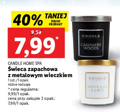 Świeca zapachowa white lily & lace CANDLE HOME SPA promocja