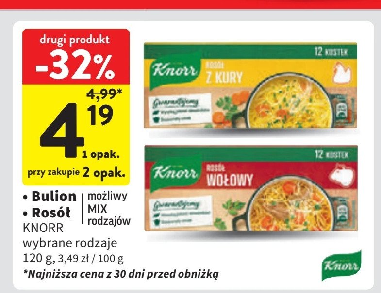 Rosół z kury w kostkach Knorr promocja w Intermarche