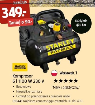 Kompresor 6l 1100W Stanley Fatmax promocja w Jula