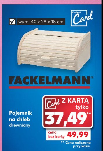 Chlebak drewniany wym. 40 x 28 x 18 cm Fackelmann promocja