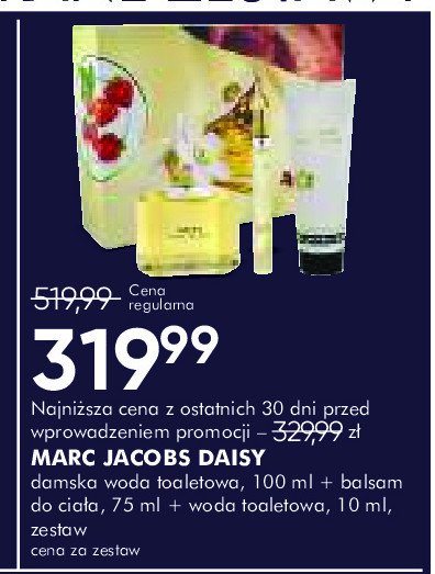 Zestaw kosmetyków w pudełku: woda toaletowa 100 ml + balsam do ciała 75 ml + woda toaletowa 10 ml MARCS JACOBS DAISY Marc jacobs promocja w Super-Pharm