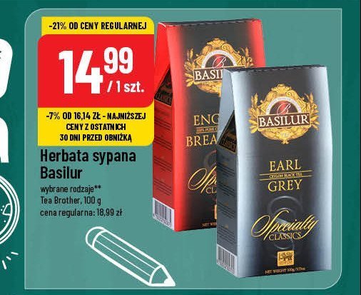 Herbata liściasta earl grey Basilur promocja