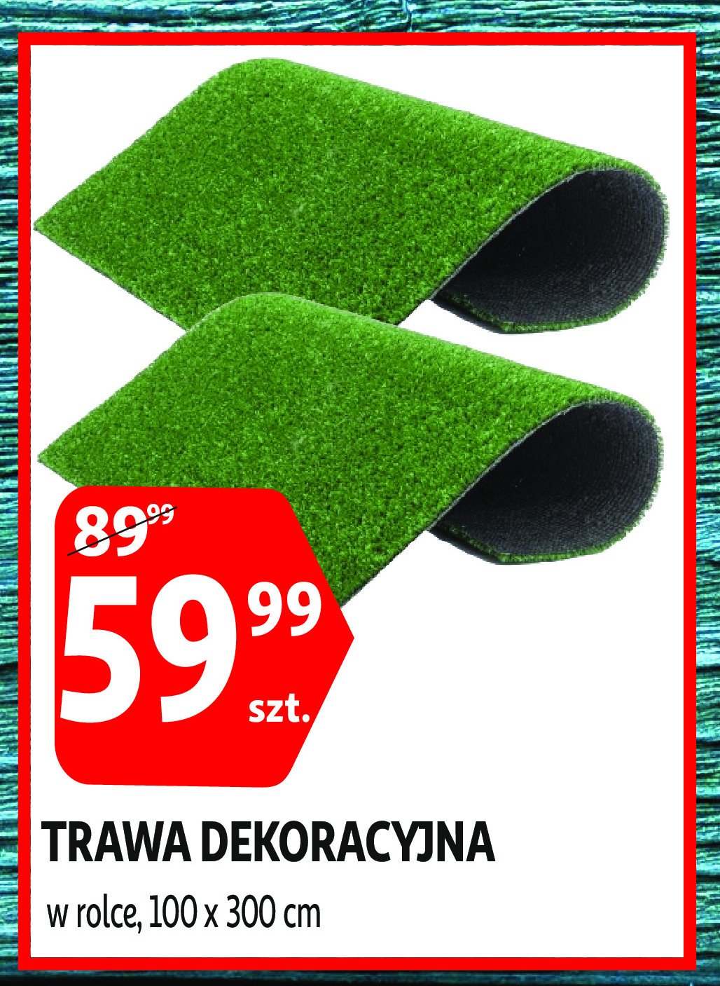 Sztuczna trawa w rolce 100 x 300 cm promocja