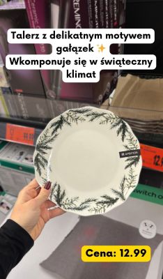 Talerz świąteczny z motywem gałązek  promocja w Kaufland