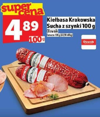 Kiełbasa Krakowska Sucha z szynki Olewnik promocja w TOPAZ