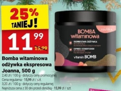 Bomba witaminowa odżywka ekspresowa Joanna, 500 g promocja w Twój Market