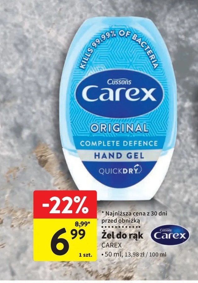 Żel antybakteryjny Carex original promocja