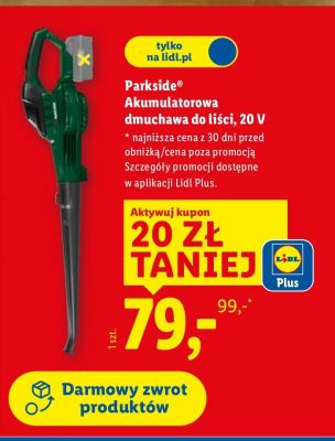 Dmuchawa akumulatorowa do liści Parkside 20 V promocja w Lidl